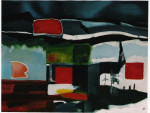 landschap met rode vierkanten, 2001, afm. 120x100
